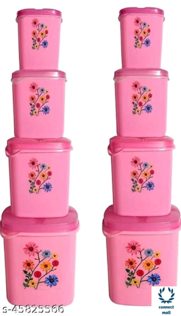 Essential Plastic Jars & Containers  - L X H X W  :11 X 8 X 5.5, Pink, Plastic, Other  Airtight, 8 Piece of 1 Pack